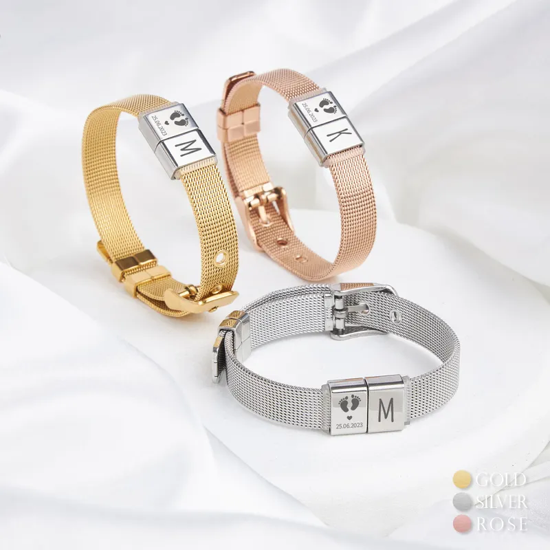 Footprint Designed Steel Mesh Bracelet