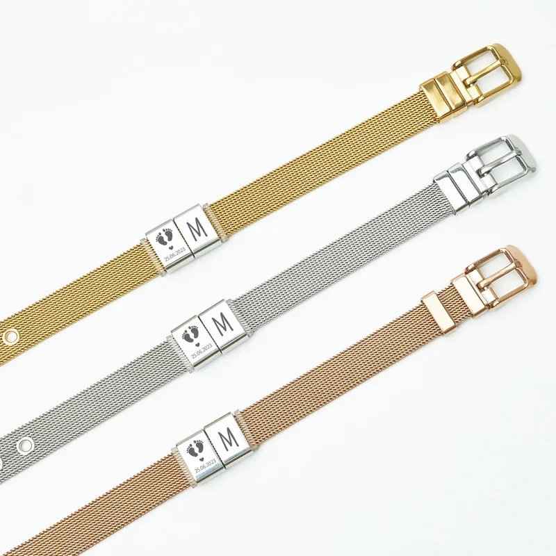 Footprint Designed Steel Mesh Bracelet