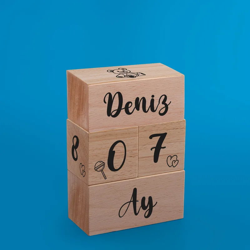 Personalised Wooden Baby Name and Milestone Blocks
