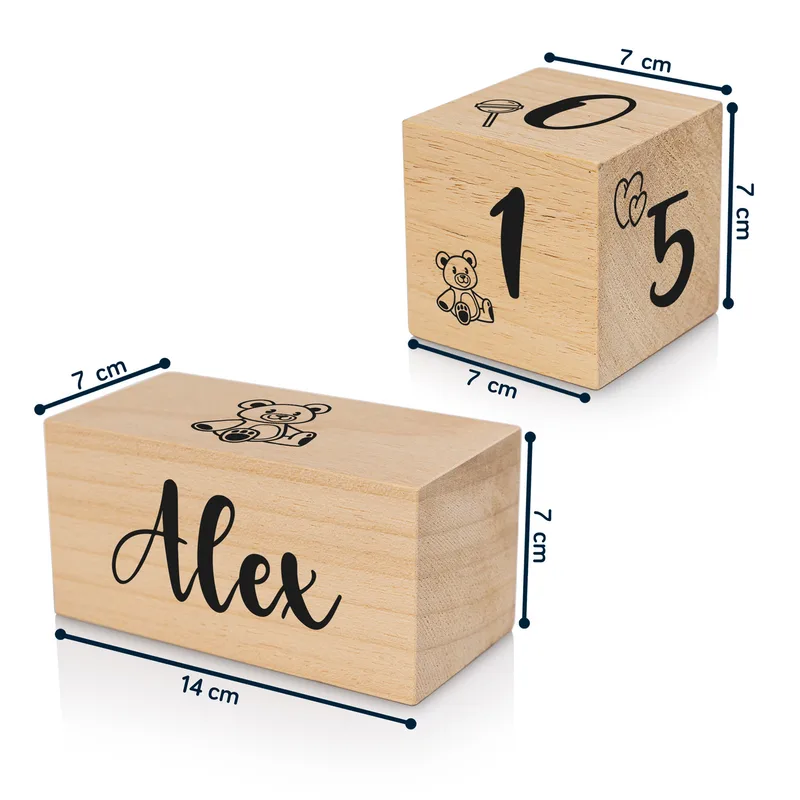 Personalised Wooden Baby Name and Milestone Blocks