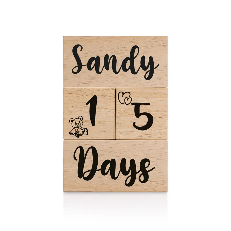 Personalised Wooden Baby Name and Milestone Blocks
