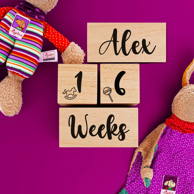 Personalised Wooden Baby Name and Milestone Blocks