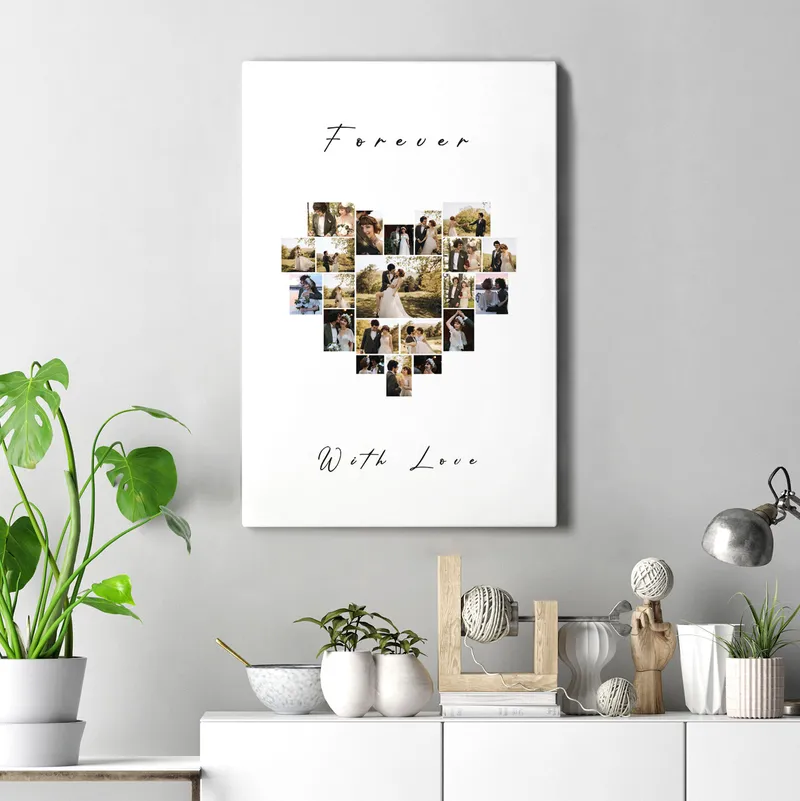 Personalised Heart Collage Canvas Print 16x24 Romantic Gift