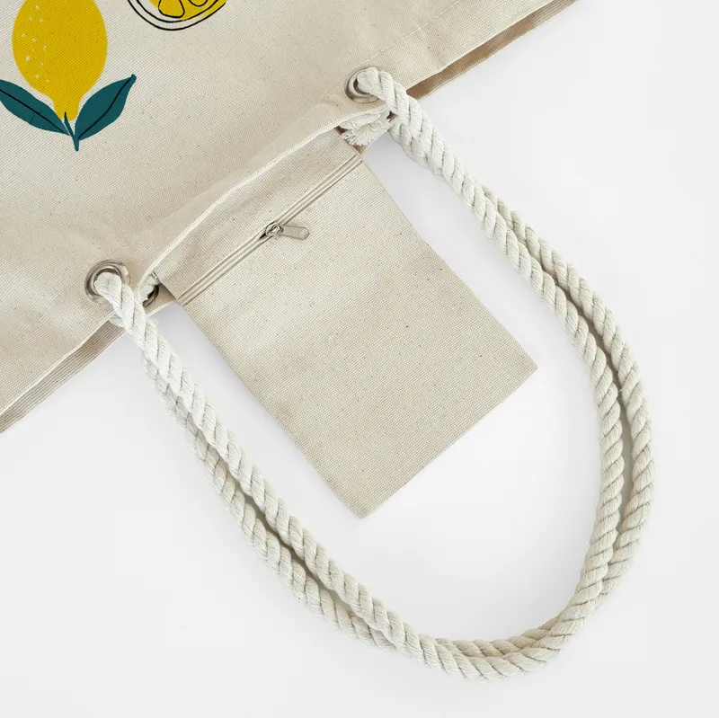 Fresh Lemon Pattern Canvas Tote Bag