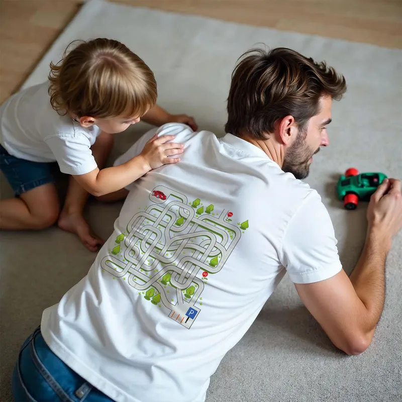 Fun Maze Massage T-Shirt for Dads and Kids