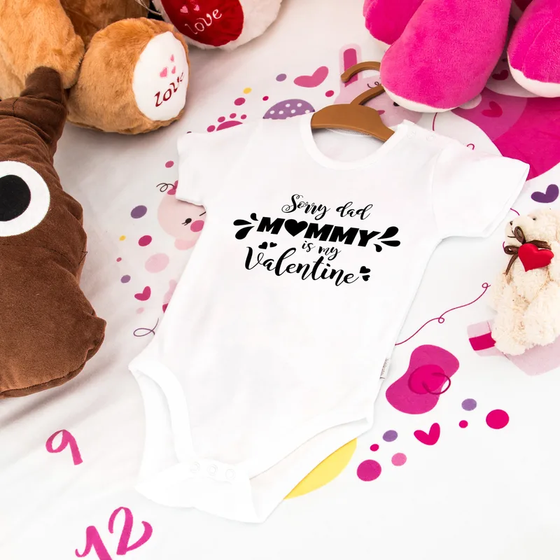 Funny Valentine's Day Gifts for Mom Short Sleeve Baby Bodysuit