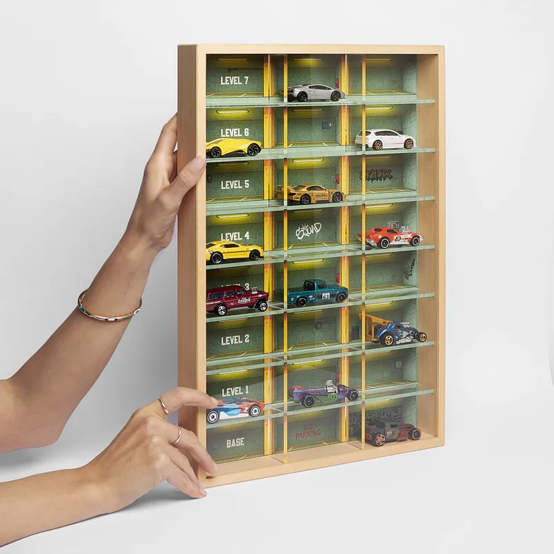 Garage-Themed Toy Car Display Shelf