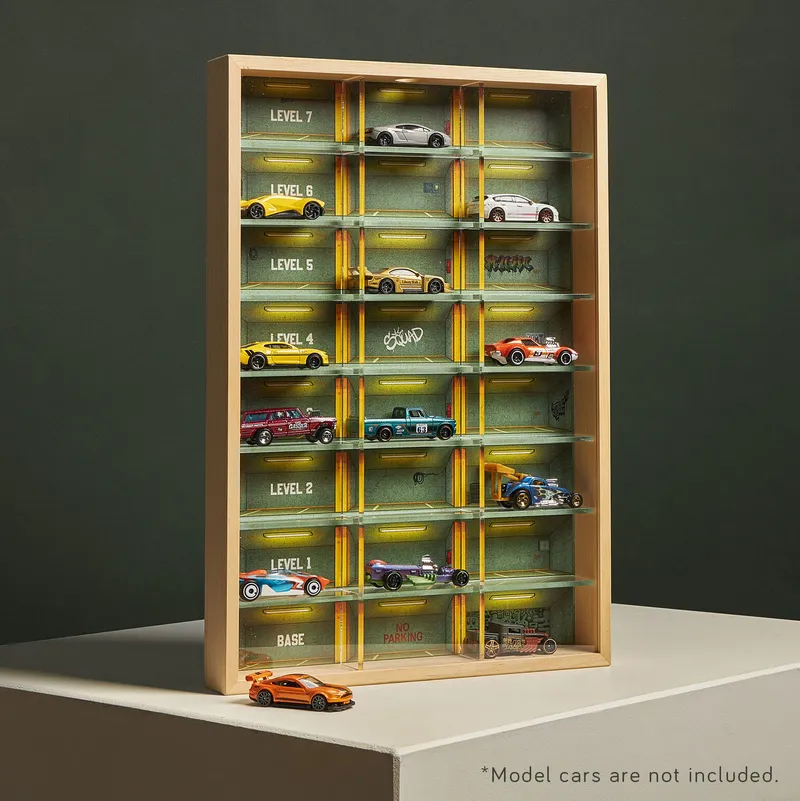 Garage-Themed Toy Car Display Shelf