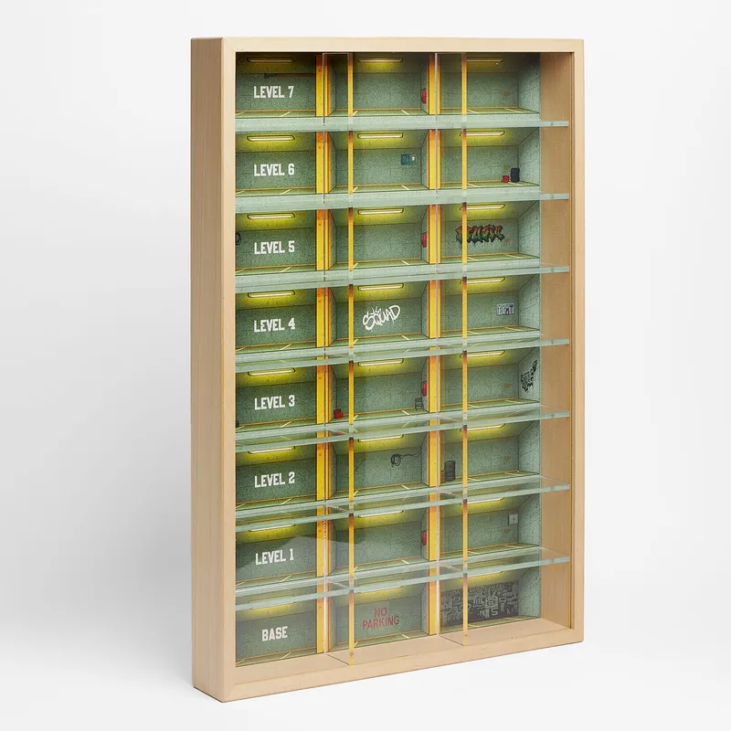 Garage-Themed Toy Car Display Shelf