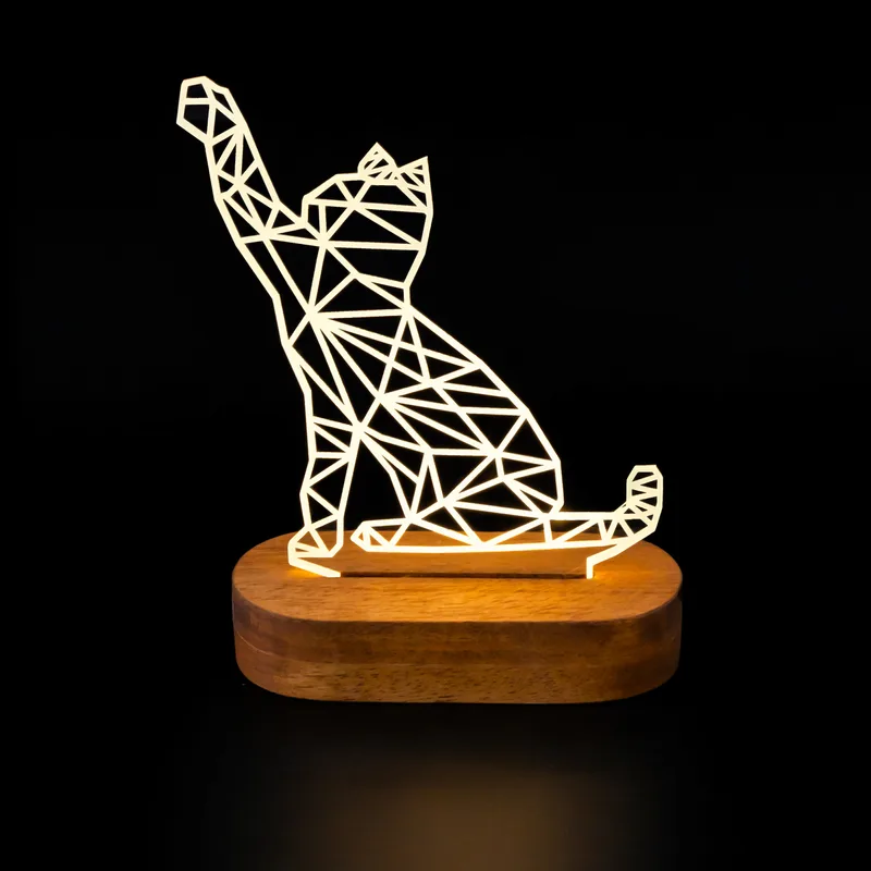 Geometric Cat Design Led Lamp