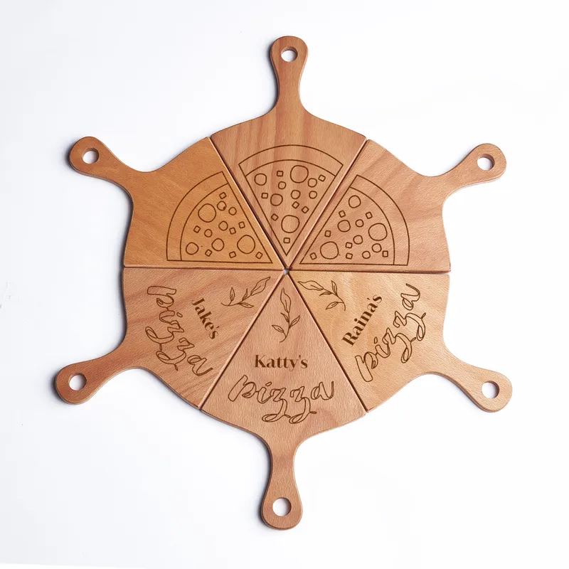 Gift for Best Friends Personalized 6 Piece Pizza Serving Board