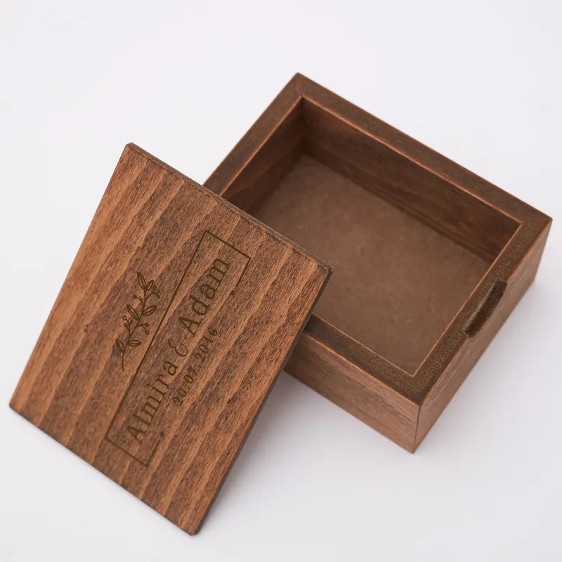 Gift for Couples Personalized Cover Wooden Photo Box with 70 Photo Prints