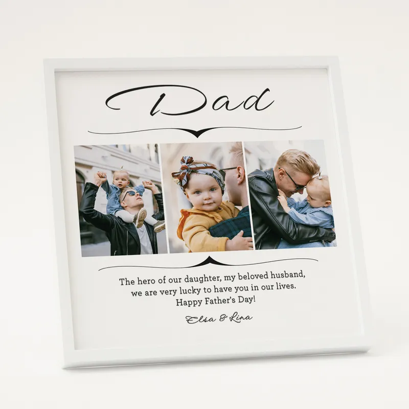 Gift for Dad Photo and Message Printed Adhesive Deep Frame