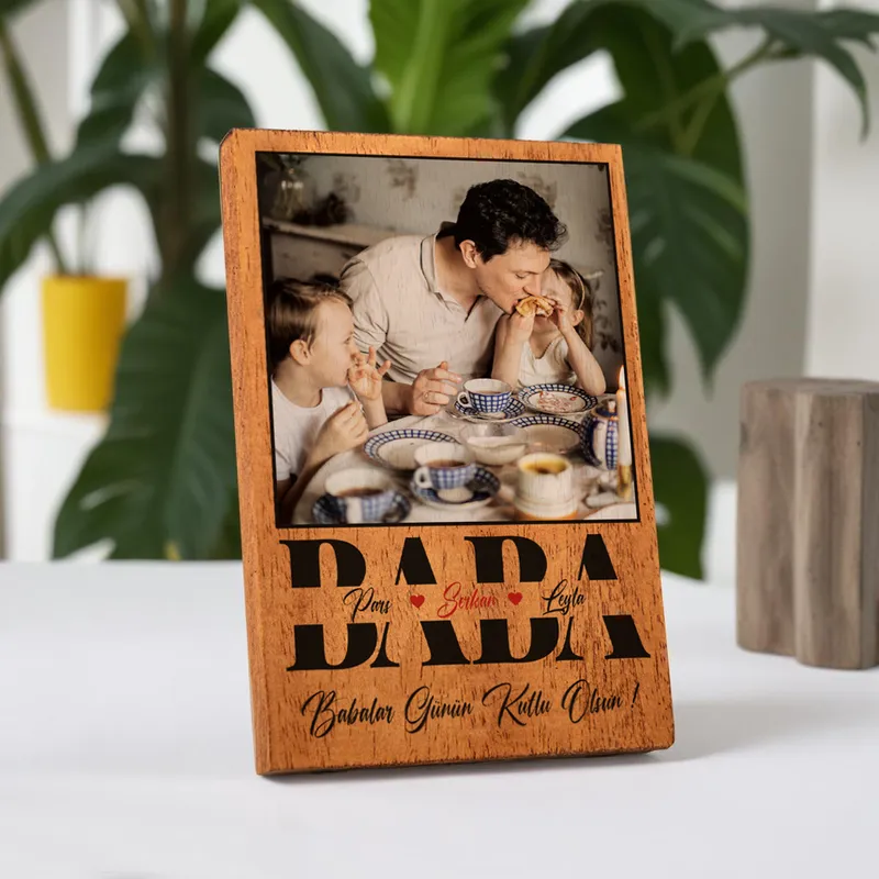 Gift for Dad Solid Wooden Frame with Picture and Name Print