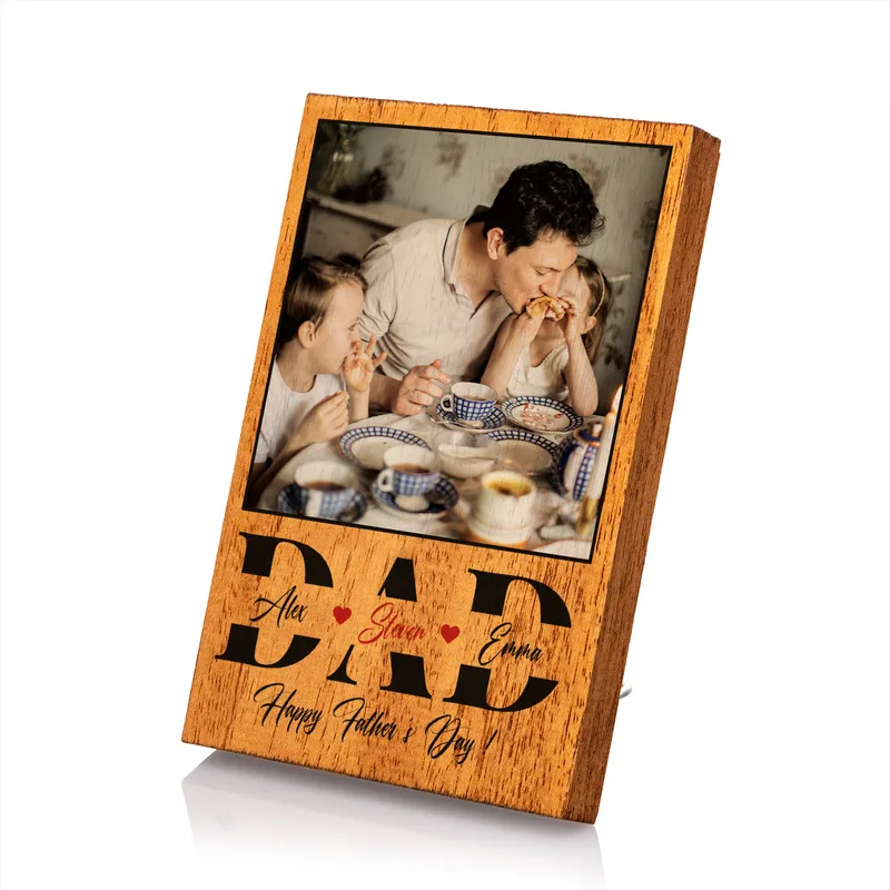 Gift for Dad Solid Wooden Frame with Picture and Name Print