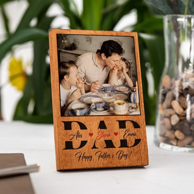 Gift for Dad Solid Wooden Frame with Picture and Name Print
