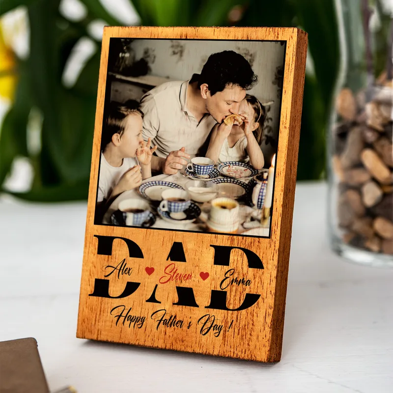 Gift for Dad Solid Wooden Frame with Picture and Name Print