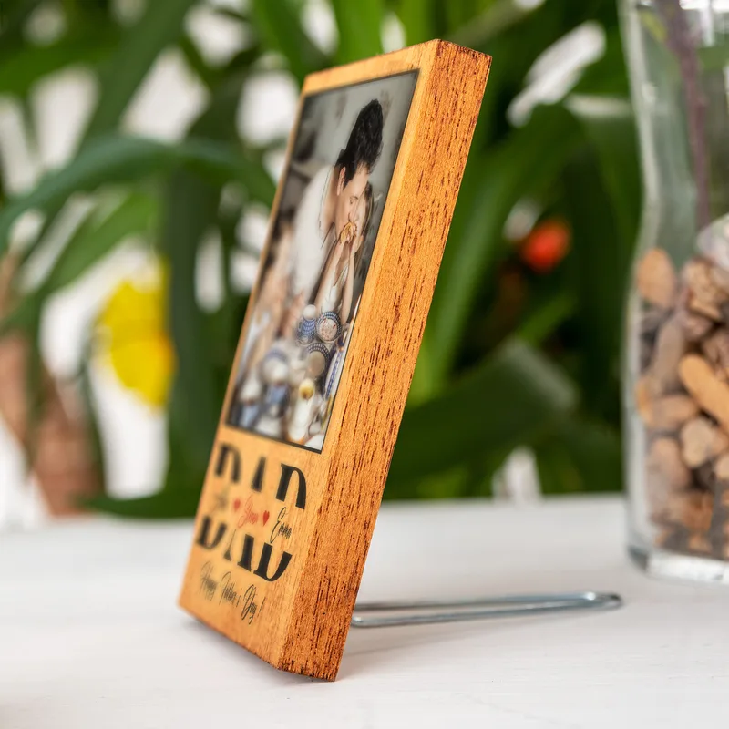 Gift for Dad Solid Wooden Frame with Picture and Name Print
