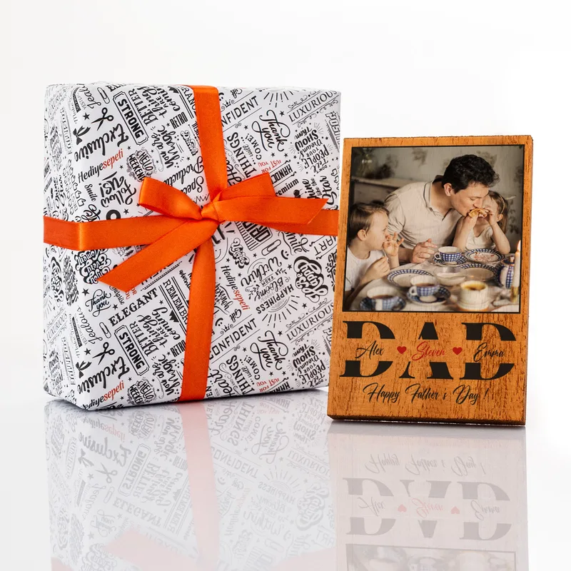 Gift for Dad Solid Wooden Frame with Picture and Name Print