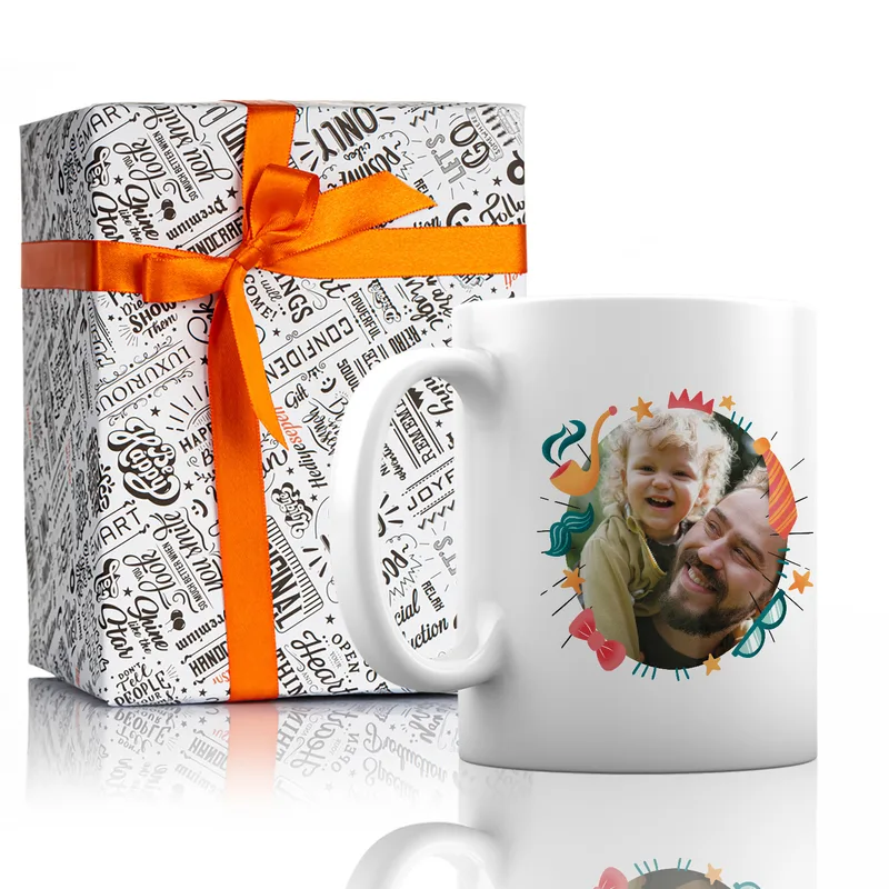 Gift for Dads Photo Printed Porcelain Mug with Message