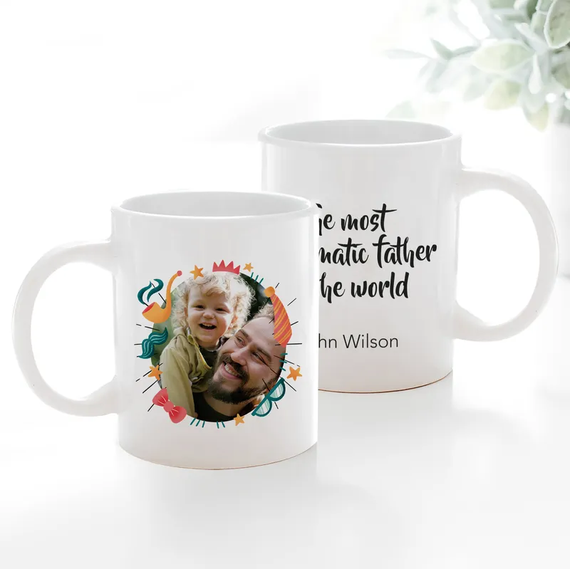 Gift for Dads Photo Printed Porcelain Mug with Message