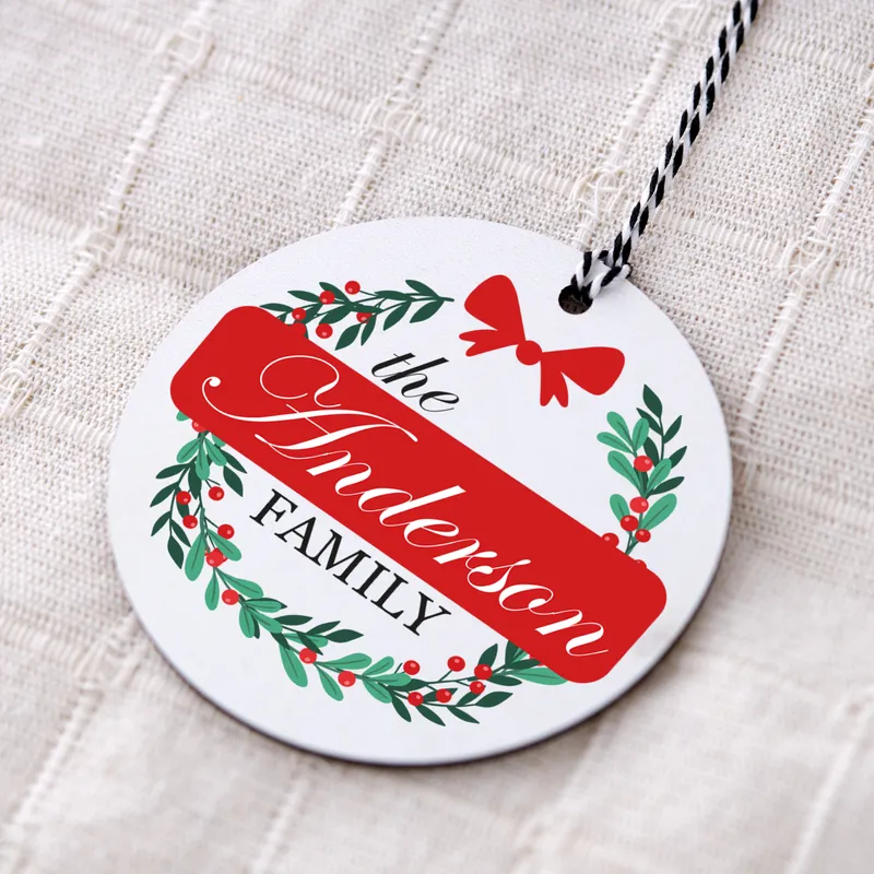 Personalised Family Name MDF Christmas Tree Ornament