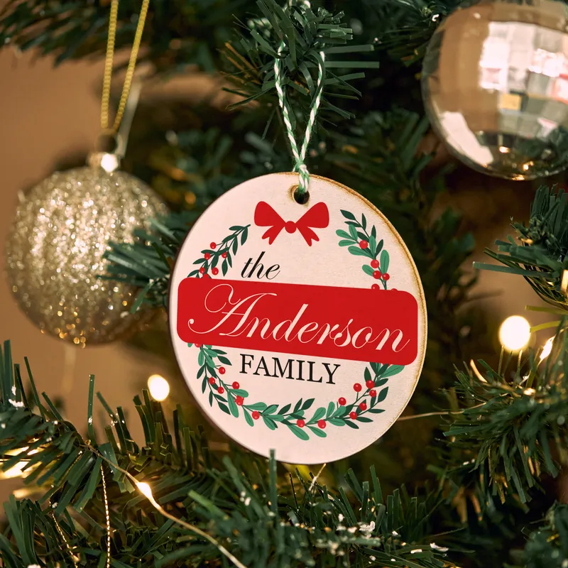 Personalised Family Name MDF Christmas Tree Ornament