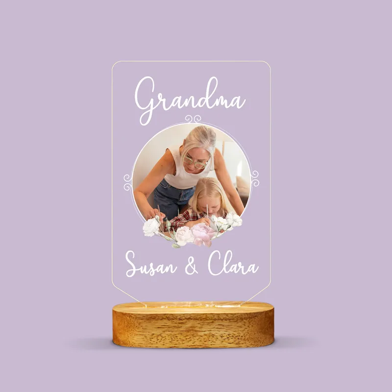 Gift for Grandma 3D LED Lamp with Photo and Name
