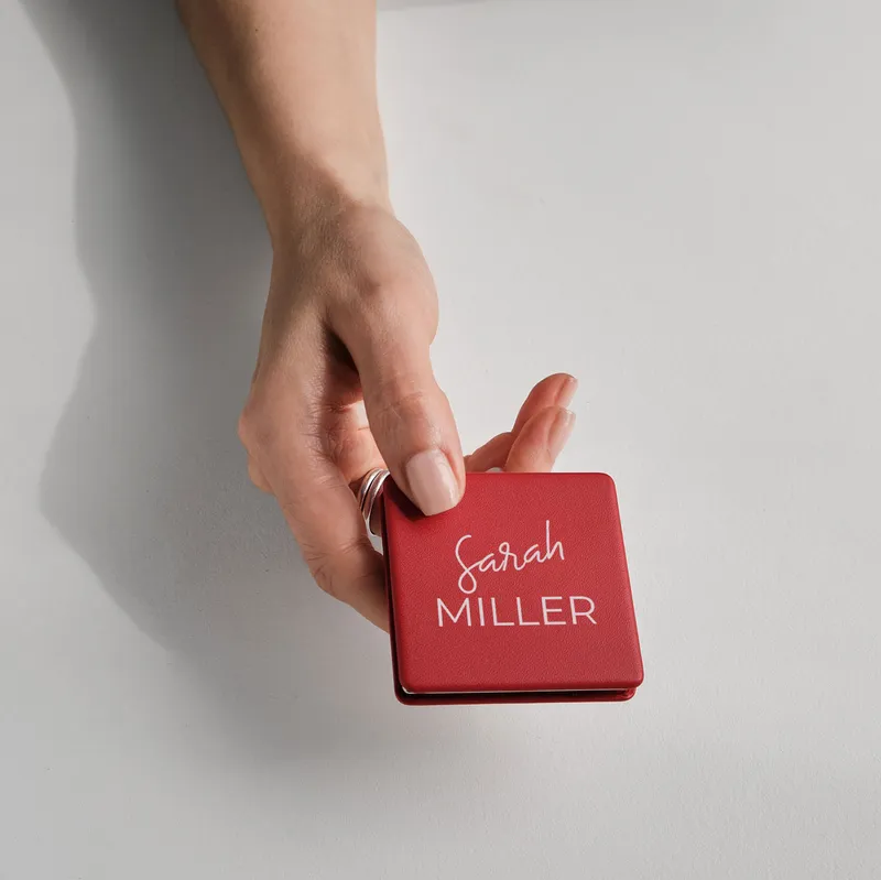 Gift for Her Personalized Red Compact Mirror