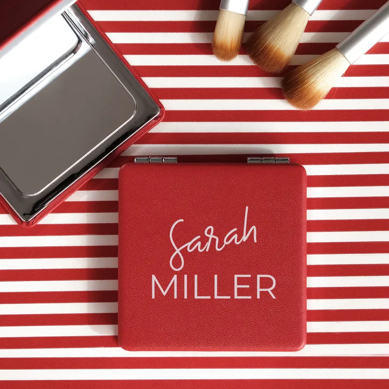 Gift for Her Personalized Red Compact Mirror