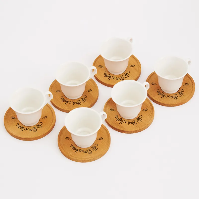 Gift for Mom 6 Cup Set with Bamboo Plate
