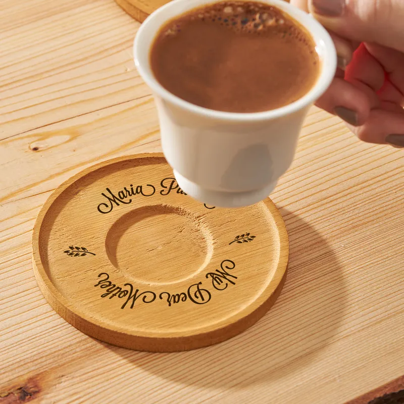 Gift for Mom 6 Cup Set with Bamboo Plate