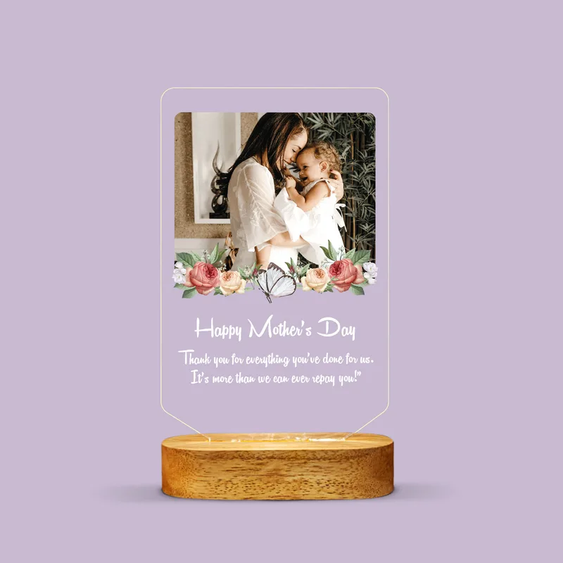 Gift for Mom with Personalized Picture and Special Message 3D LED Lamp