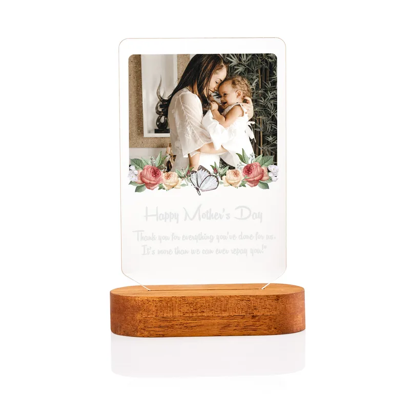 Gift for Mom with Personalized Picture and Special Message 3D LED Lamp