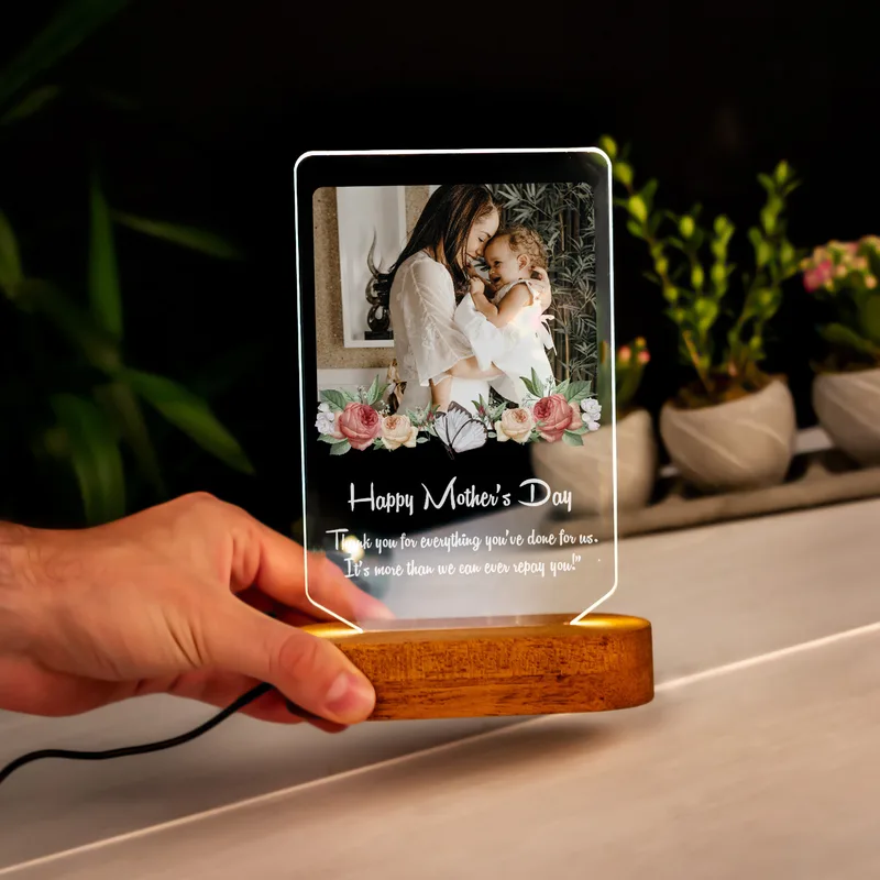 Gift for Mom with Personalized Picture and Special Message 3D LED Lamp