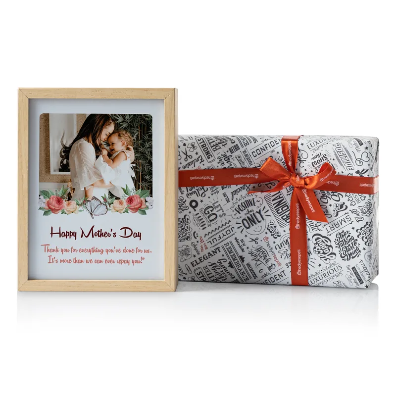 Personalised Wooden Photo Frame with LED Light for Mum