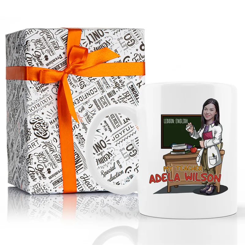 Personalised Teacher Appreciation Mug with Cartoon and Name