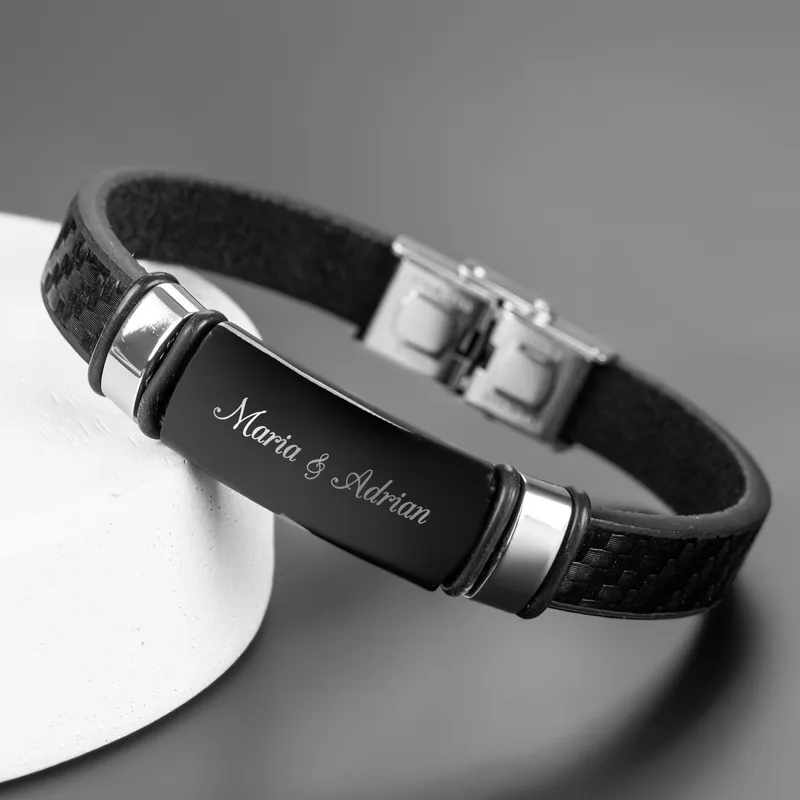 Gift Written Name Personalized Leather Bracelet
