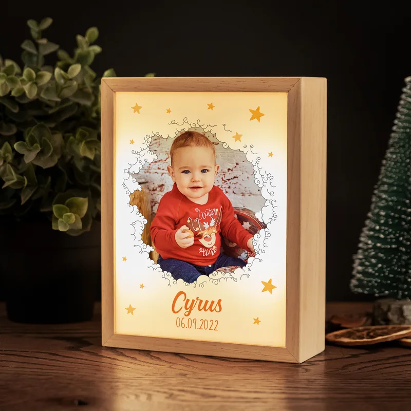 Gifts for Babies Personalized Photo Printed Wooden Lamp Box