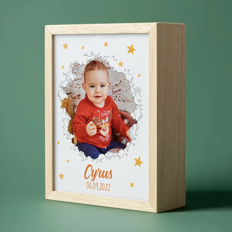 Gifts for Babies Personalized Photo Printed Wooden Lamp Box