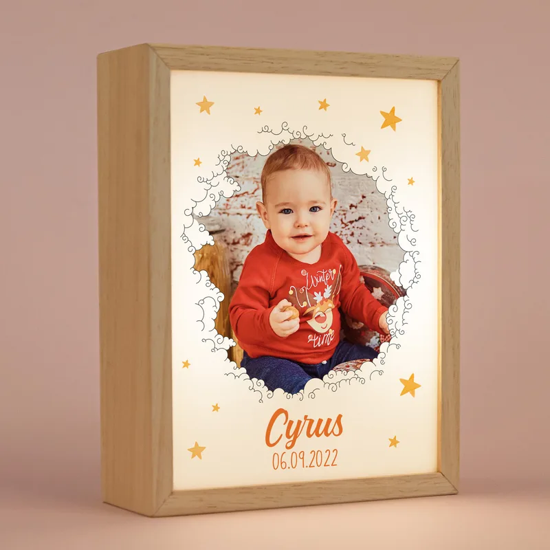 Gifts for Babies Personalized Photo Printed Wooden Lamp Box