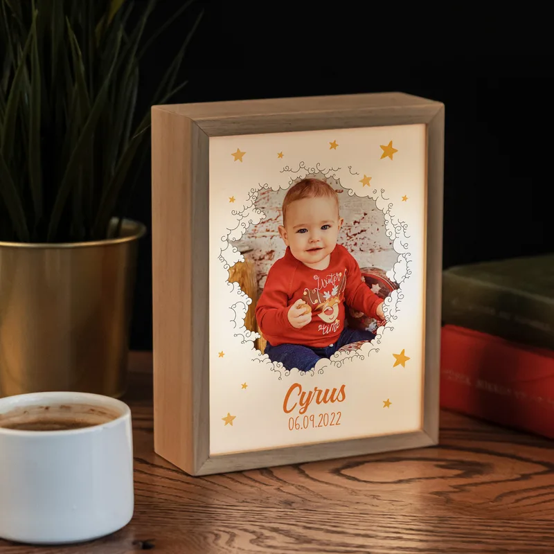 Gifts for Babies Personalized Photo Printed Wooden Lamp Box