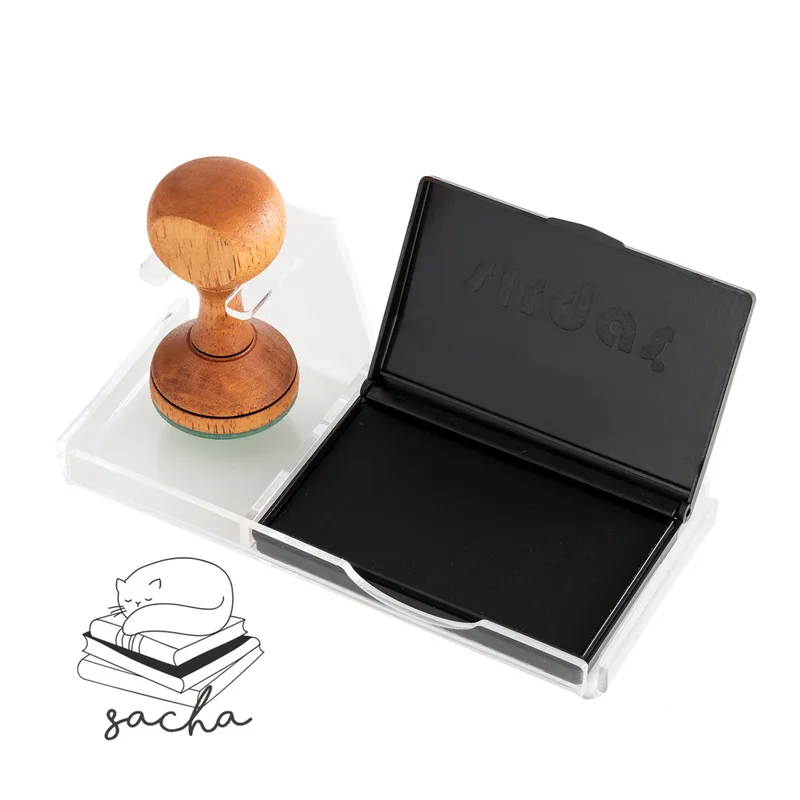 Gifts for Book Lovers Cat Design Wooden Book Stamp Set