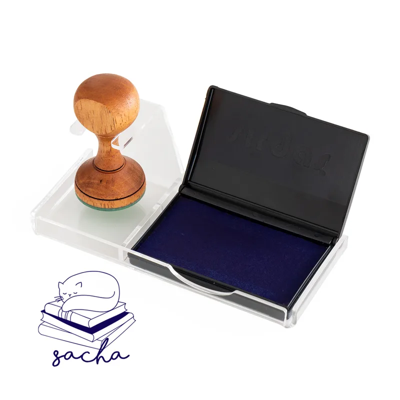 Gifts for Book Lovers Cat Design Wooden Book Stamp Set