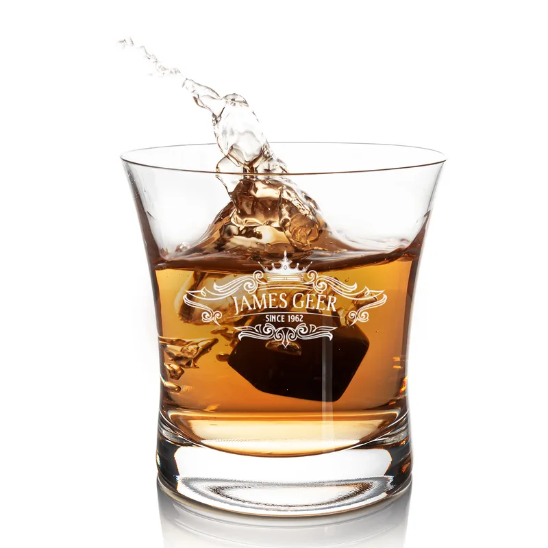 Gifts for Boyfriend Personalized 2 Piece Whiskey Glasses Set with Wooden Box