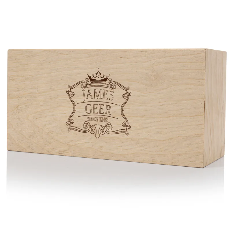 Gifts for Boyfriend Personalized 2 Piece Whiskey Glasses Set with Wooden Box