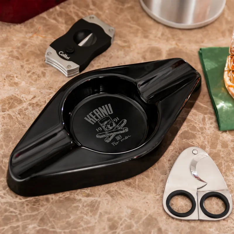 Gifts for Boyfriend Personalized Black Cigar Ashtray