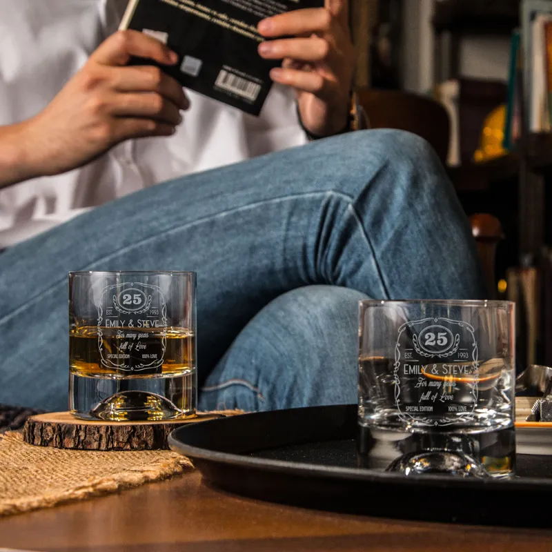 Gifts for Couples Anniversary Gifts Personalized Whiskey Glass Set