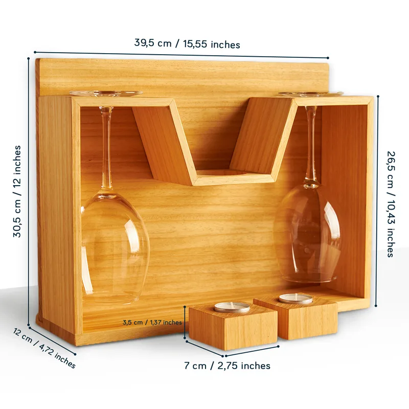 Gifts for Couples Personalized Wine Rack with Cheese Board and Candles Set