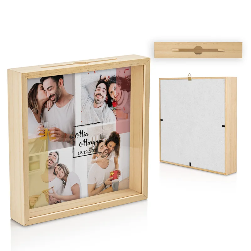 Gifts for Couples Personalized Wooden Piggy Bank Box